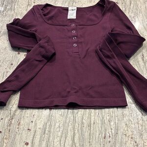 SO Juniors Plum Button Down Long Sleeve Shirt